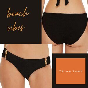 Trina Turk  Black Sands Hipster Bikini Bottoms NWT Sz 4
